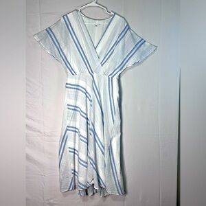 Sandra Darren size 10 striped cotton midi lined summer style dress. (K)